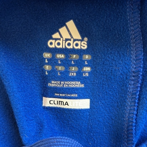 Adidas Climalite Track Warmup Pants Baggy Blue/White Zip Ankle Wide Leg Large - Picture 6 of 8